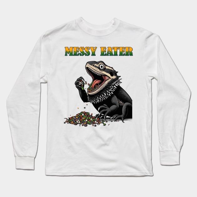 Bearded Dragon Messy Eater Iguana Reptile Pet Long Sleeve T-Shirt by fantastic-designs